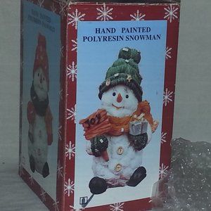 VINTAGE Hand painted Polyresin snowman Figurine